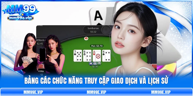 Bảng các chức năng truy cập giao dịch và lịch sử